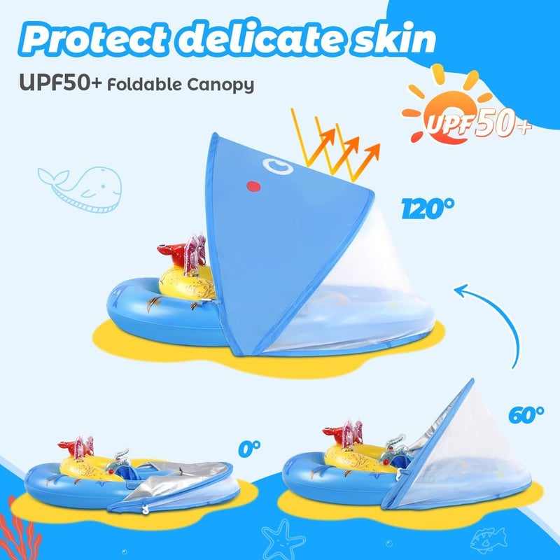 LAYCOL Baby Pool Float with UPF50+ Sun Protection Canopy & Toy Play Console，Infant Baby Float for Pool，Adjustable Safety Seat，Toddler Float for 6-24 Months - Image 2